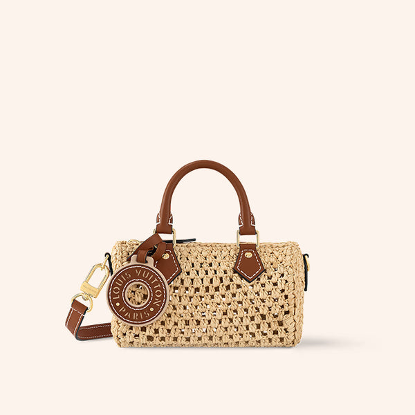 Tas LV Louis Vuitton Nano Speedy Natural Raffia