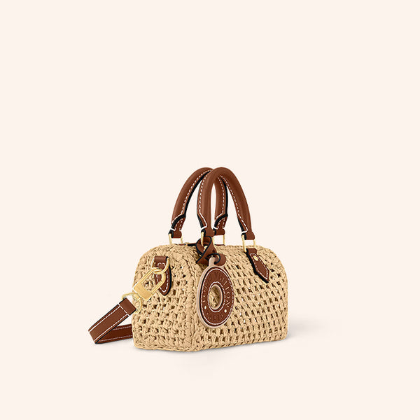 Tas LV Louis Vuitton Nano Speedy Natural Raffia