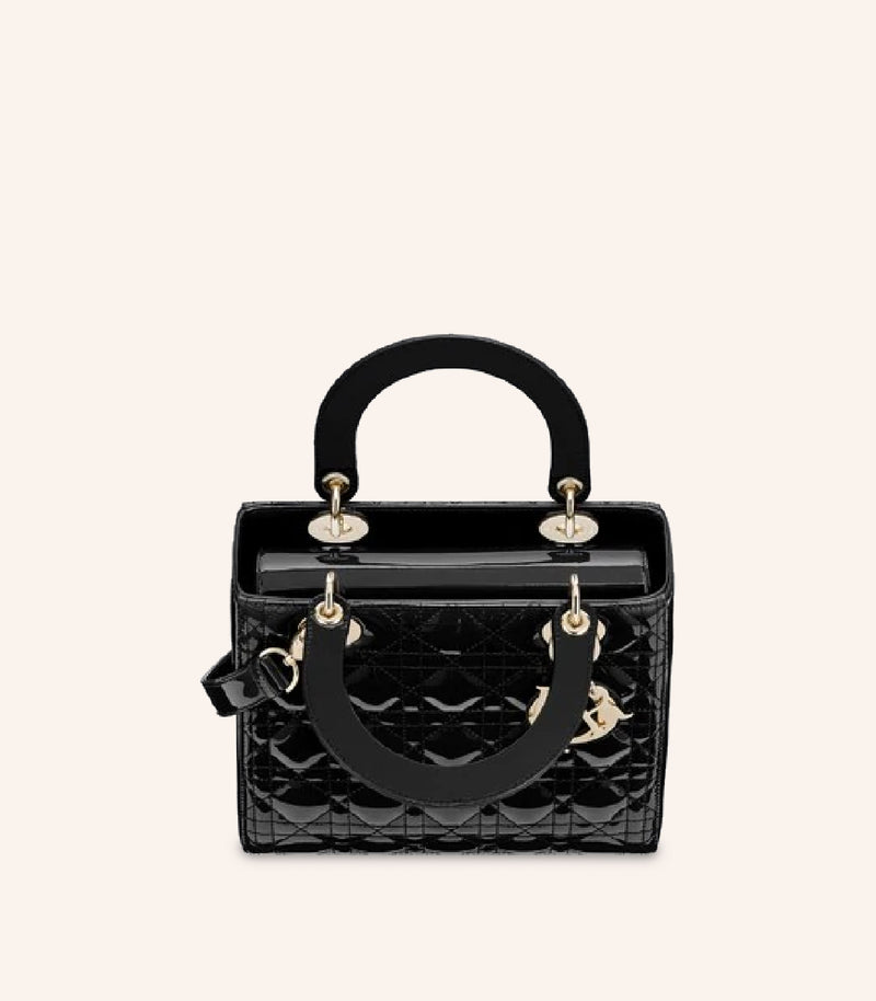 Tas Dior Medium Lady Dior Bag Patent Cannage Calfskin Toko Tas Branded Mirror Online Terbaik thesankara