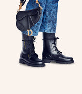Tas Dior Saddle Bag Black Grained Calfskin