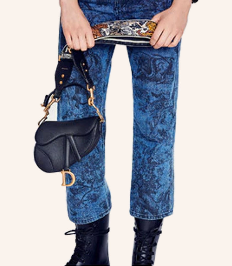 Tas Dior Saddle Bag Black Grained Calfskin
