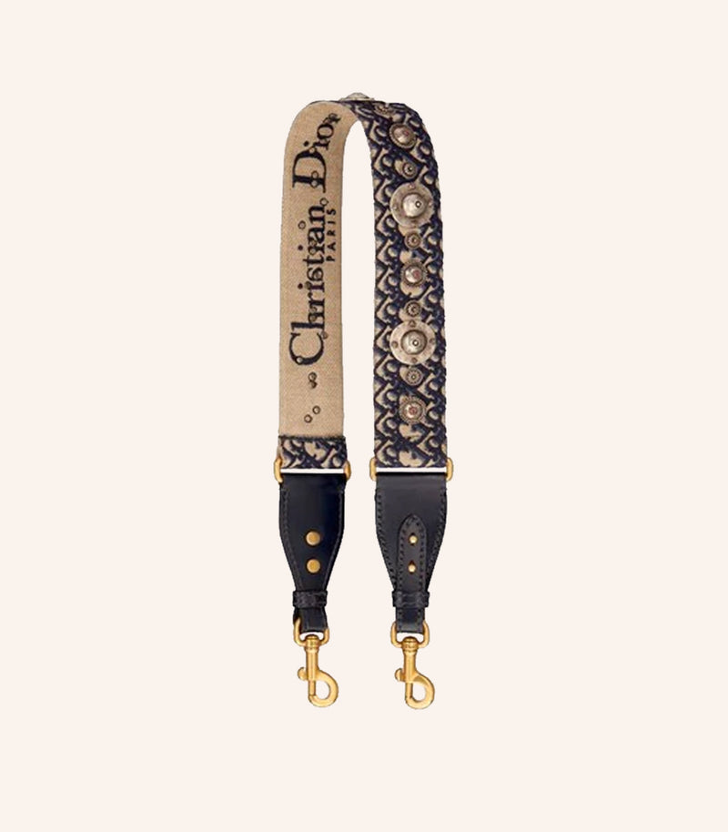 Dior Shoulder Strap Blue Dior Oblique Embroidery