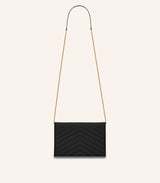 Tas YSL Saint Laurent Envelope Chain Wallet In Grain De Poudre Embossed Leather