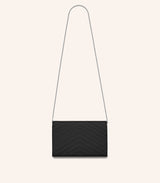 Tas YSL Saint Laurent Envelope Chain Wallet In Grain De Poudre Embossed Leather