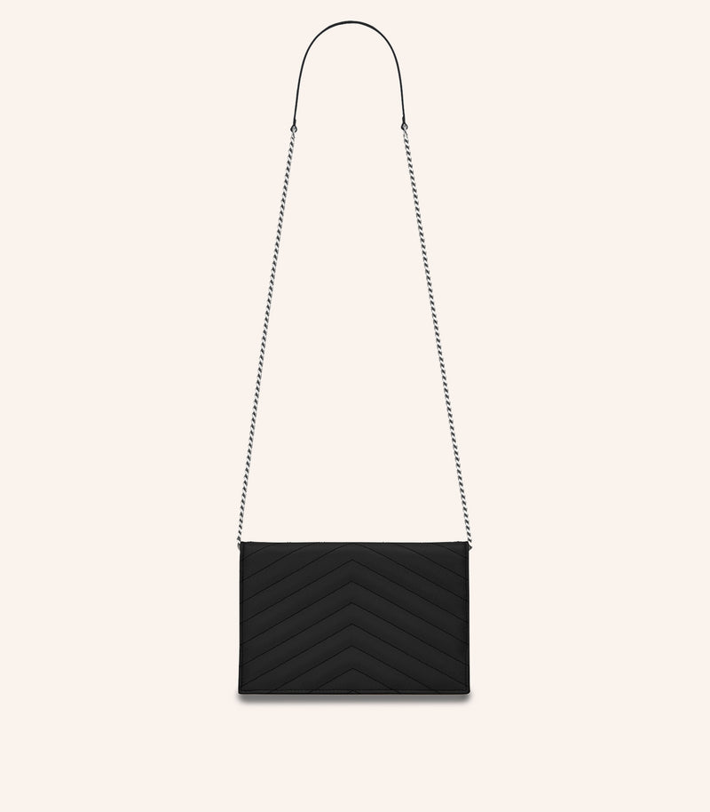 Tas YSL Saint Laurent Envelope Chain Wallet In Grain De Poudre Embossed Leather